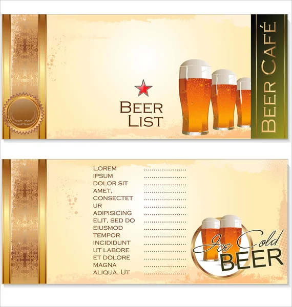 啤酒列表 — 图库矢量图片