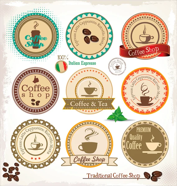 Colección vintage de café estilo retro — Vector de stock