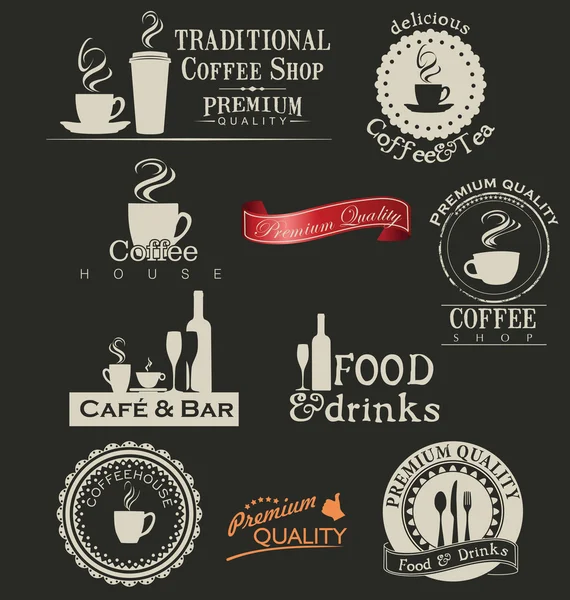 标签为餐厅和咖啡厅设置 图库矢量图片