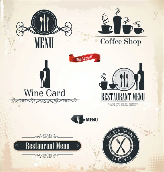 Retro-Labels für Restaurants und Cafés — Stockvektor