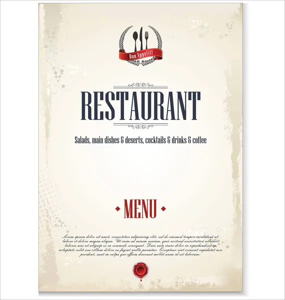 餐厅菜单设计 — 图库矢量图片