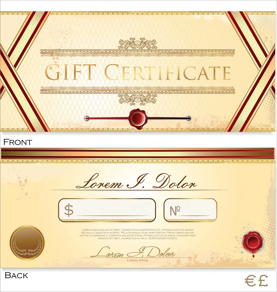 Certificado de regalo vector — Archivo Imágenes Vectoriales