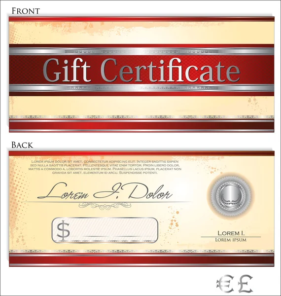 Modèle de certificat cadeau — Image vectorielle