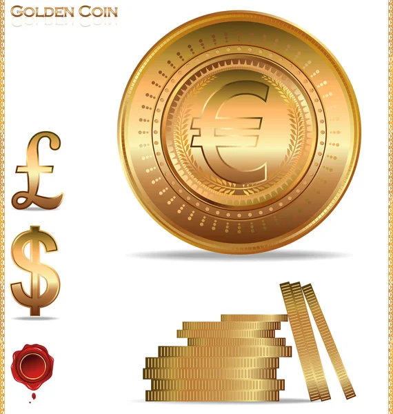 Goldmünzen. Dollar, Euro und Pfund — Stockvektor