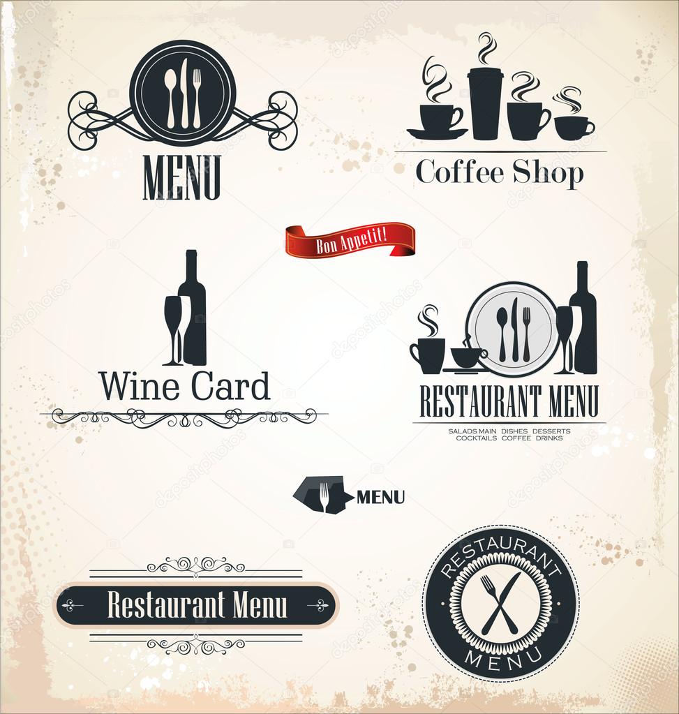 Restaurant and cafe retro labels