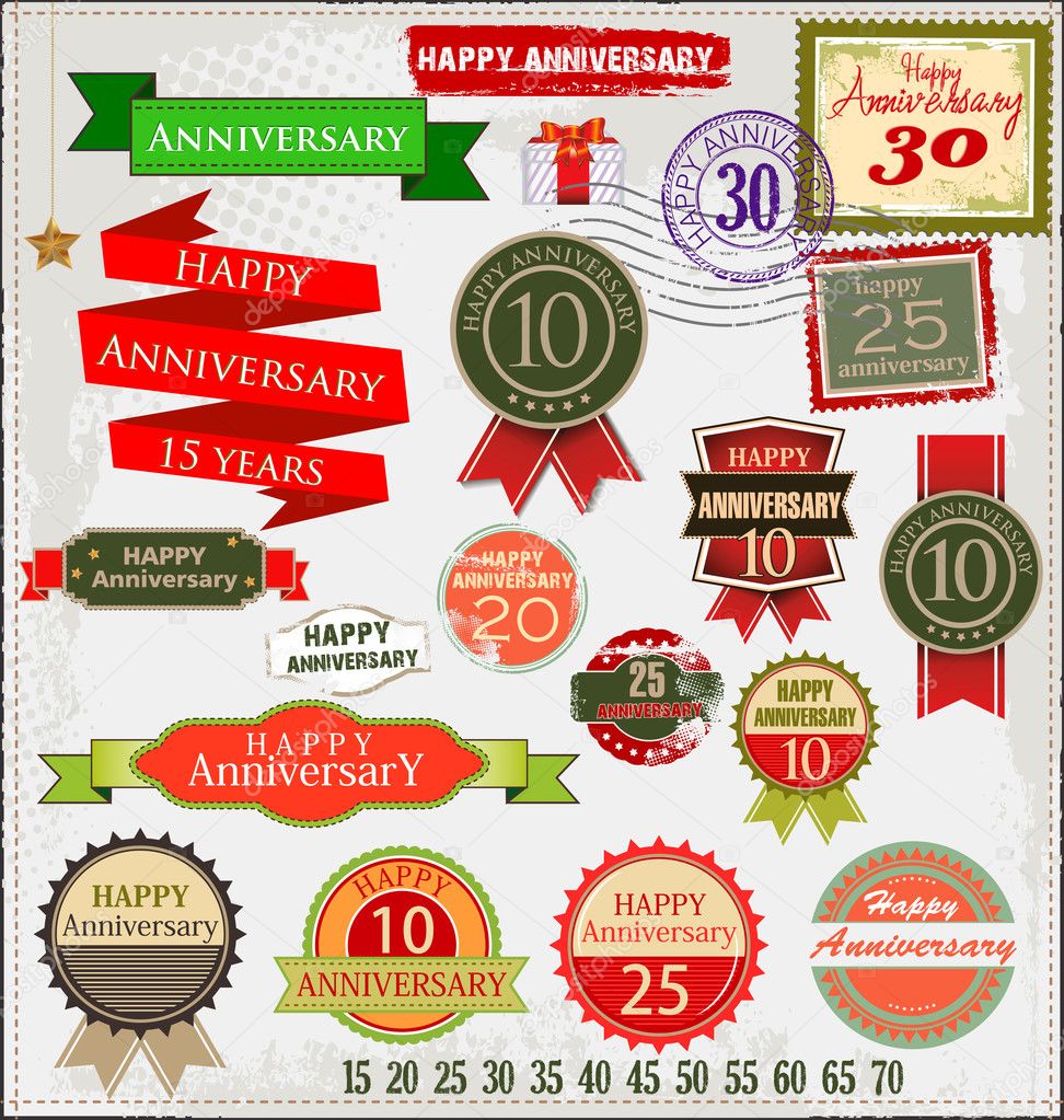Retro style anniversary sign collection