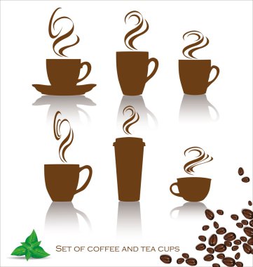 Set of coffee and tea cups clipart