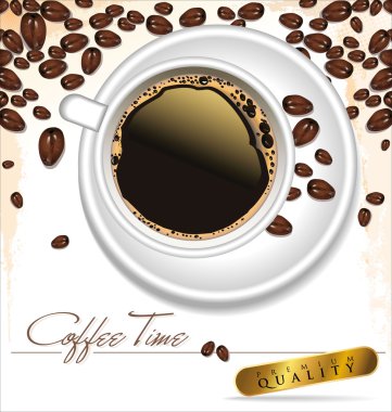 Kahve Saati - zarif etiket vektör çizim