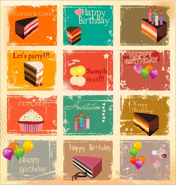 Set of cake cards template — Stock Vector