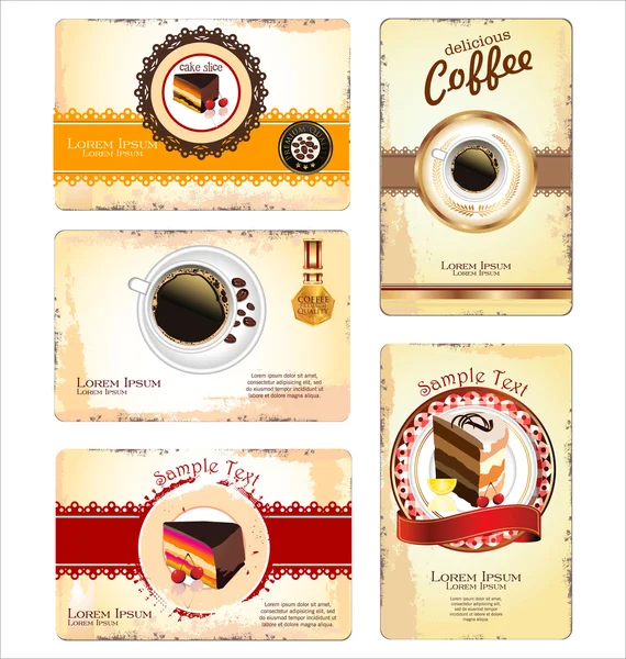 Koffie, thee en gebak menu of business card sjabloon — Stockvector