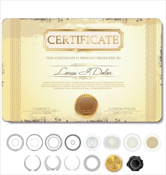 Plantilla de certificado con elementos de diseño adicionales — Archivo Imágenes Vectoriales