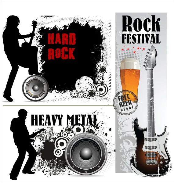 Set de bannere hard și heavy metal — Vector de stoc