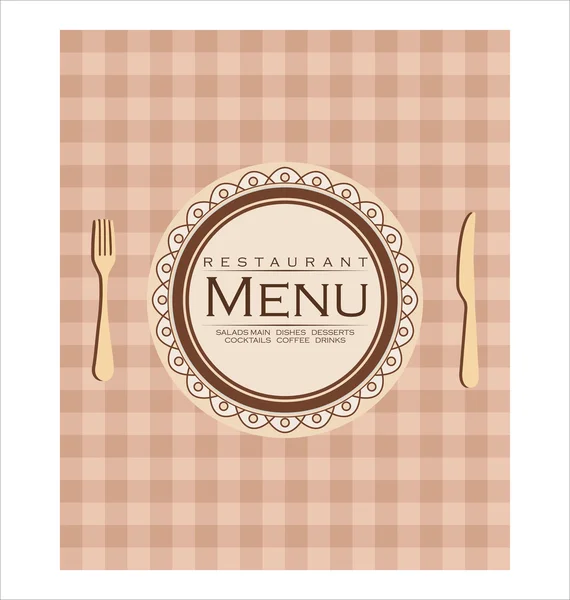 Menu avec couverts sur fond à carreaux — Image vectorielle