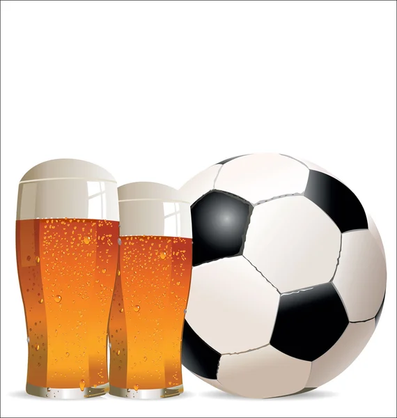 サッカーとビールの背景 — ストックベクタ