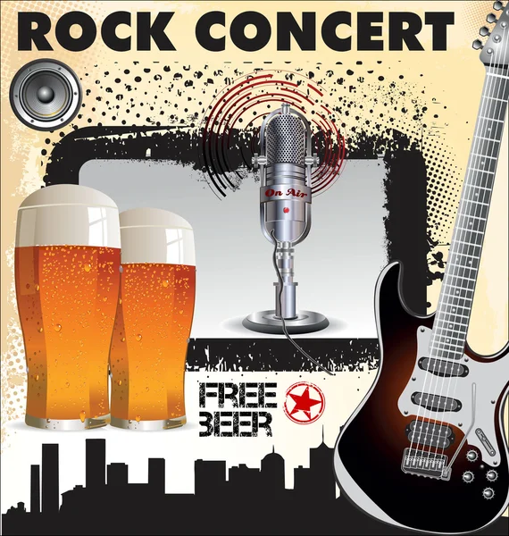Rock concierto cerveza gratis — Vector de stock
