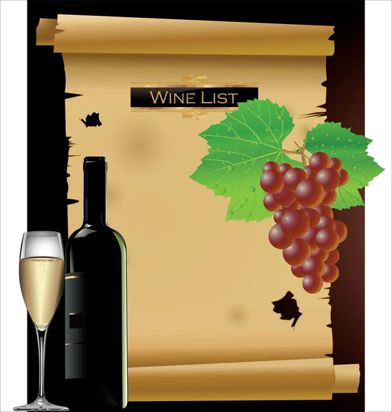 葡萄酒葡萄酒列表 — 图库矢量图片