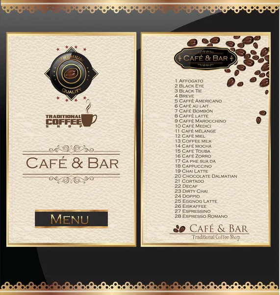 Cartão de menu elegante café — Vetor de Stock
