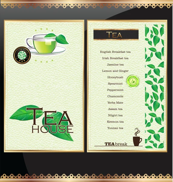 Elegant tea menu card — Stock Vector