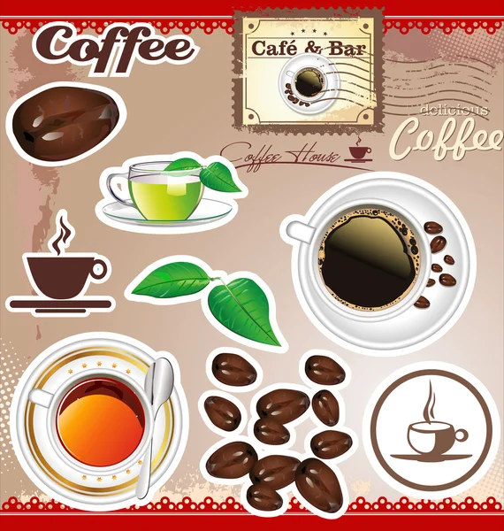 Diseño de café y té — Vector de stock