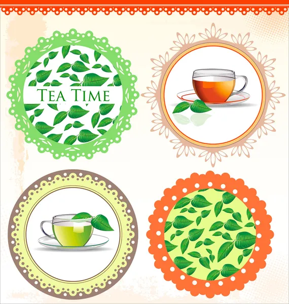 Retro Tea címke vektoros illusztráció — Stock Vector