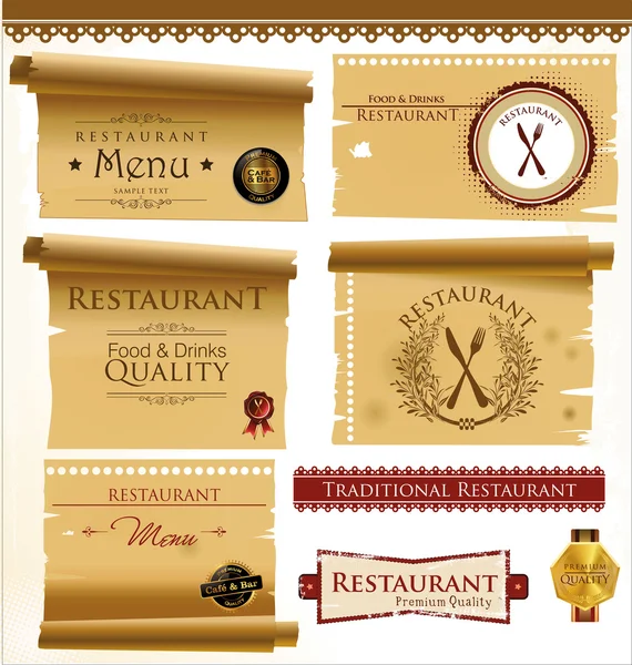 Set de etiquetas para restaurante y cafetería — Archivo Imágenes Vectoriales