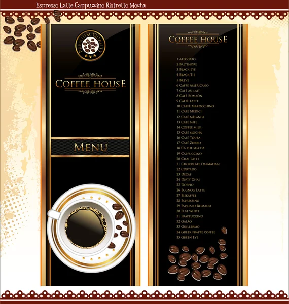 Modèle de menu de café — Image vectorielle