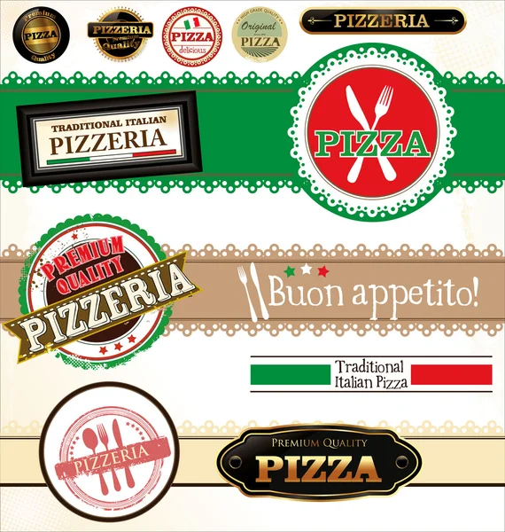 Etiquetas de pizza — Vetor de Stock