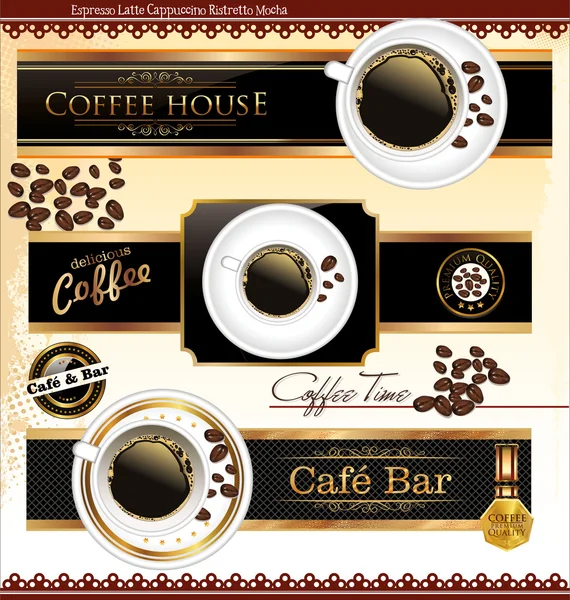 Elegantes Kaffee-Etiketten-Set — Stockvektor