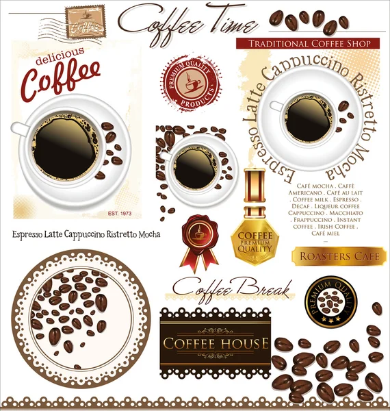 咖啡标签集 — 图库矢量图片