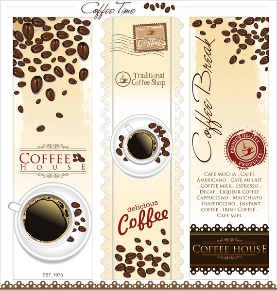 Koffie huis menu label — Stockvector