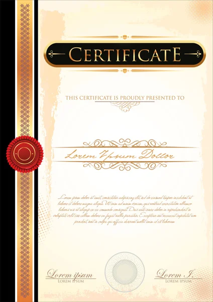 Illustrazione vettoriale modello certificato — Vettoriale Stock