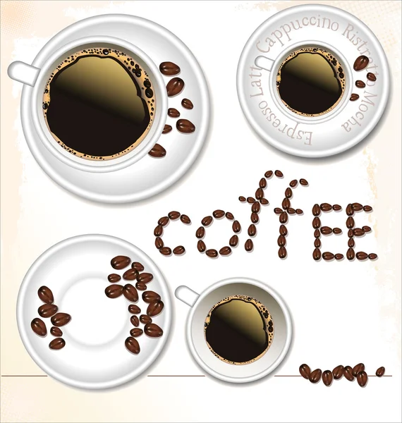 Kahve fincan seti - vektör çizim — Stok Vektör