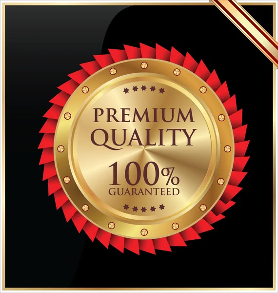 Premium kvalitet guld och svart etikett — Stock vektor