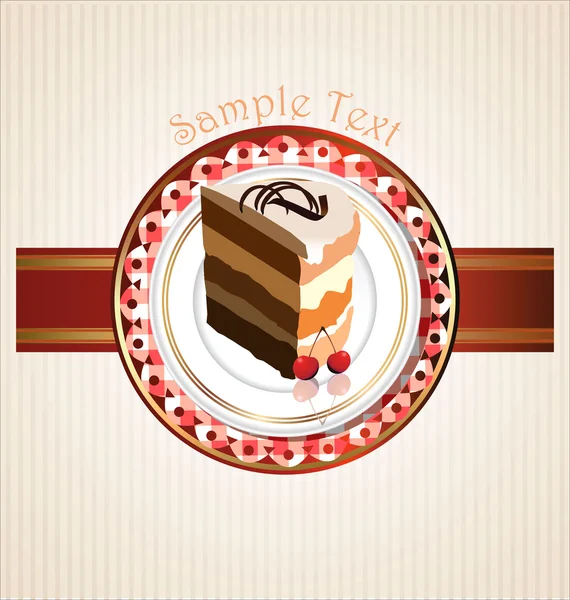 Cute delicious cake slice design — Stock Vector