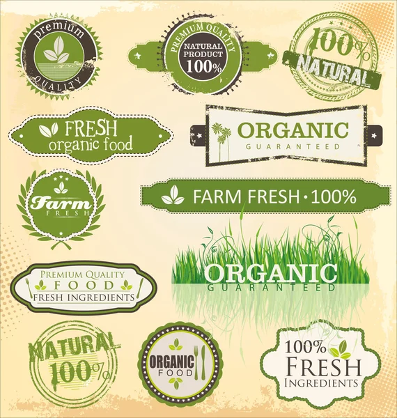 Set of organic labels set Royalty Free Stock Illustrations