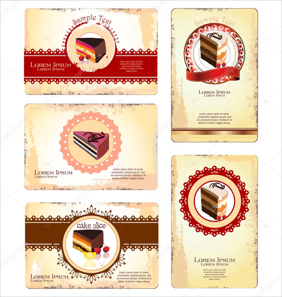 Coffee,tea and cakes menu or business card template