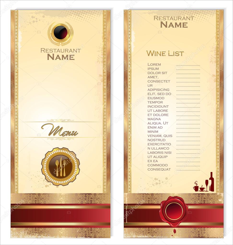 Luxury template for a restaurant menu or wine list