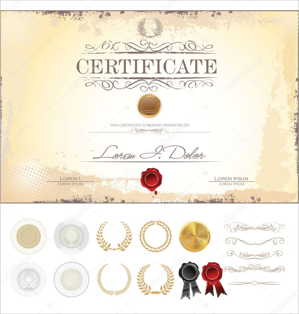 Horizontal certificate template with additional design elements