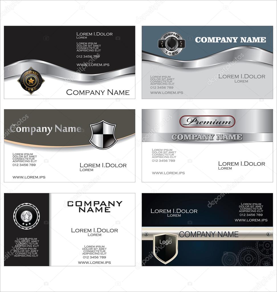 Set of 6 metallic business card templates