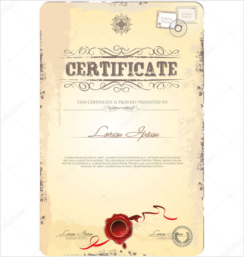 Old vintage certificate template vector illustration