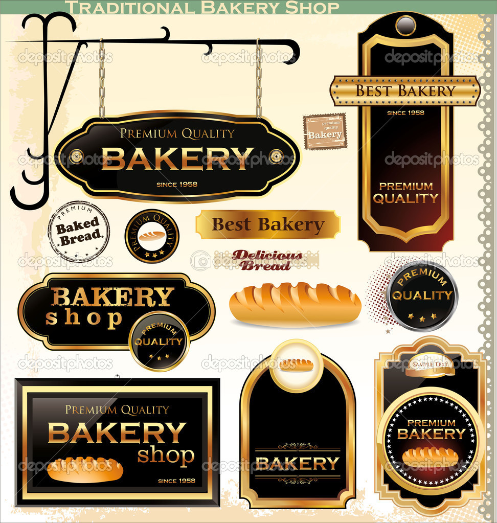 Bakery labels elegant retro style