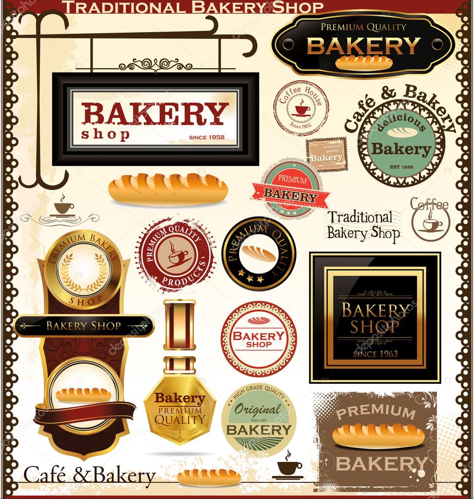 Bakery labels retro style