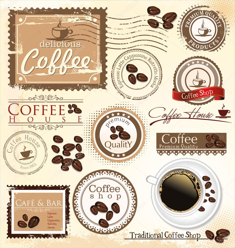 Vector set of coffee design elements