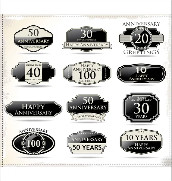 Anniversary black labels — Stock Vector