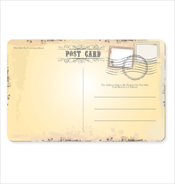 Eski moda grunge kartpostal geri geldi. Vektör illüstrasyonu