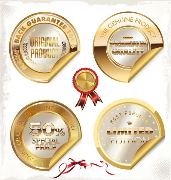 Set di etichette di qualità PREMIUM dorate — Vettoriale Stock