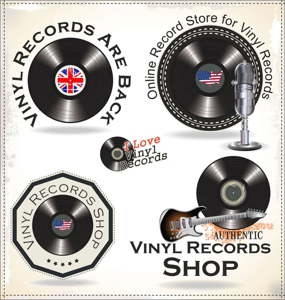 Vinyl records labels — Stock Vector