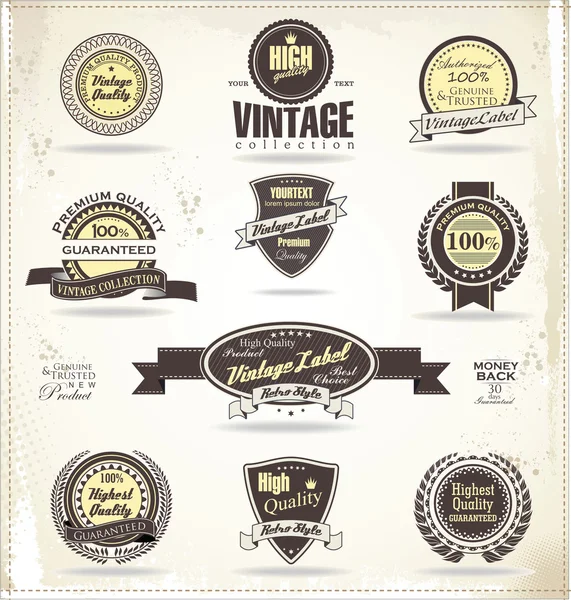 Set of vintage retro premium quality labels — Stock Vector