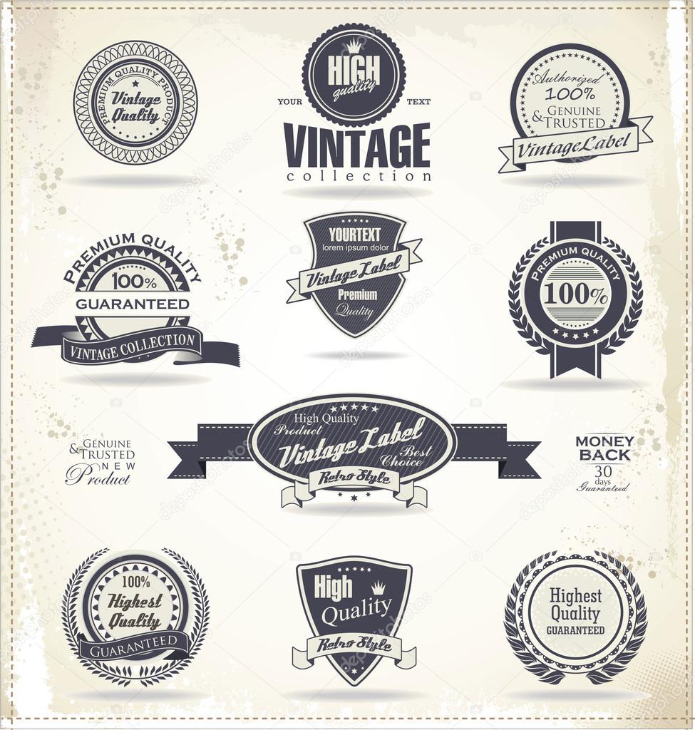 Set of vintage retro premium quality labels