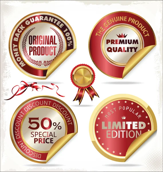 Vector de calidad premium etiquetas doradas — Archivo Imágenes Vectoriales